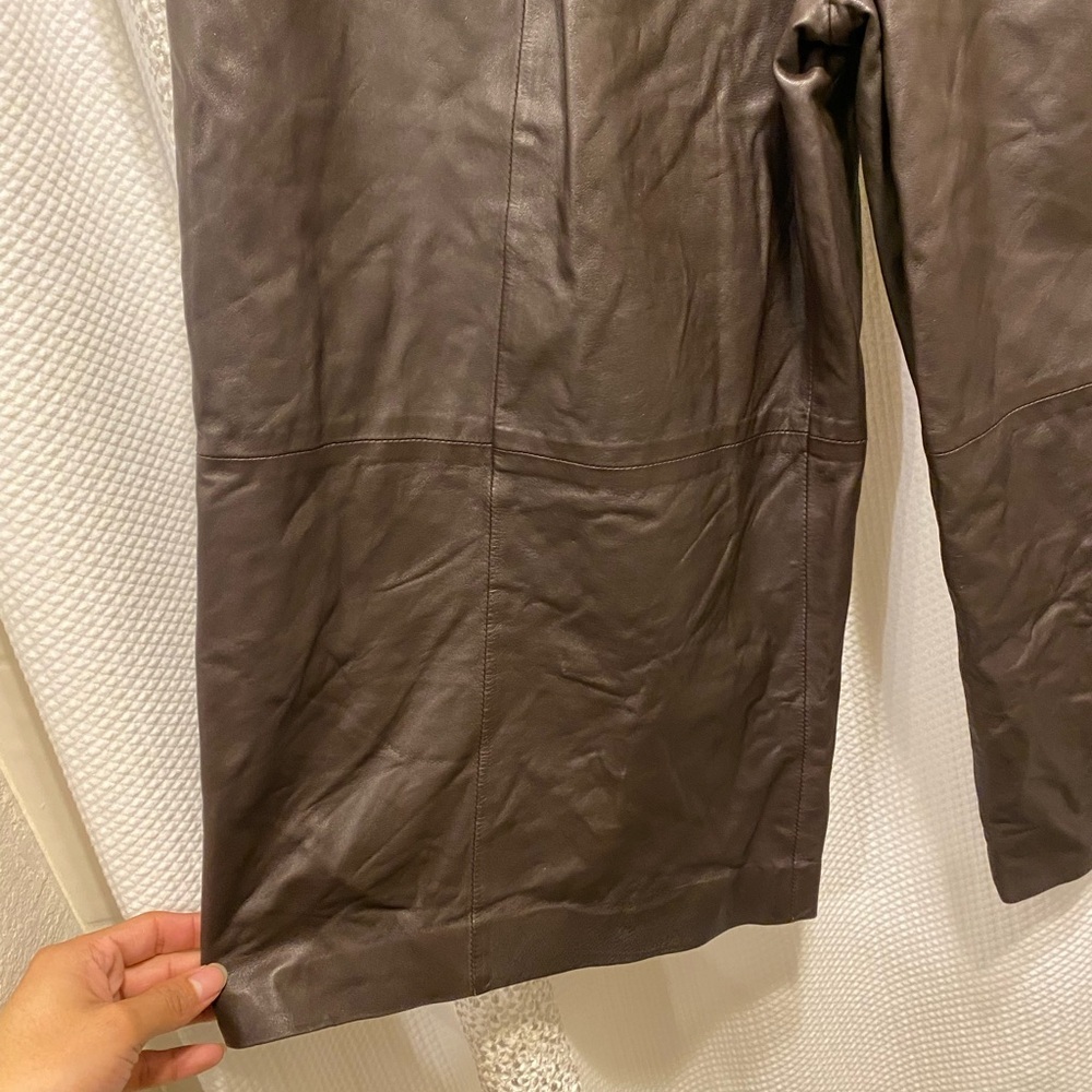 Vince 100% lamb leather cropped flare pant 4 - Picture 3 of 9